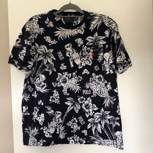 Mens Polo Hawaiian print tshirt